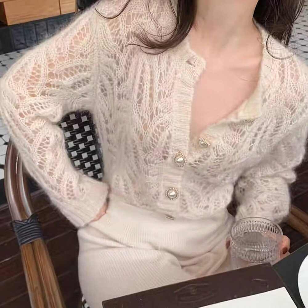 Apricot Elegant Women's Sweater - Picture 5 of 10